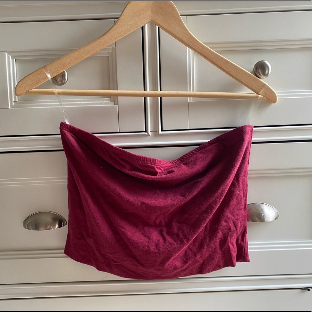 large burgundy tube top